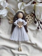 Anioł Stróż dla babci i dziadka Makrama Aniołek na szczęście lalka prezent