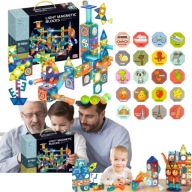 KLOCKI MAGNETYCZNE KONSTRUKCYJNE ŚWIECĄCE EDUKACYJNE DLA DZIECI TOR 110 EL.
