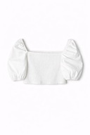 Biała krótka bluzka croptop Reserved z bufiastymi rękawami M hiszpanka