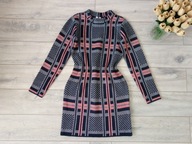 KRÓTKI SWETER KARDIGAN SWETEREK CZARNY CROPPED VINTAGE STÓJKA 34 XS