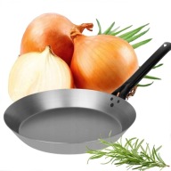 PATELNIA STALOWA CYGAŃSKA OLEJOWANA METALOWA RĄCZKA STALOWA NA OGNISKO 28cm