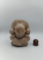 Skulony płaczący mężczyzna - wielka drewniana vinatge rzeźba - 24cm, 3kg