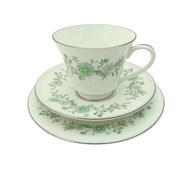 Filiżanka ze spodkiem i talerzykiem Aynsley Emerald Isle bone china