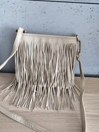 Torebka damska szykowna listonoszka Jenny Fairy frędzle efektowna beż