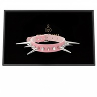 Choker OBROŻA Różowa Długie KOLCE Skóra PUNK Goth E-girl