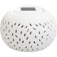 Lampa solarna LED świecznik ceramiczny biały ogród balkon taras ozdoba