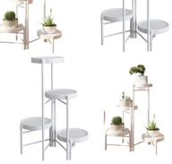 KWIETNIK STOJĄCY METALOWY STOJAK NA KWIATY REGAŁ PÓŁKA 63CM 4 POZIOMY BIAŁY