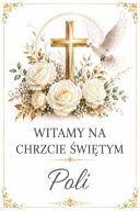 Plakat Powitalny na Chrzest Święty – Personalizowany | Złoty Krzyż Gołębica