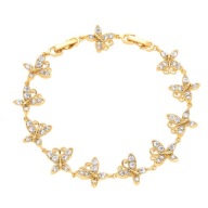 43079 Bransoletka stal chirurgiczna 316L pozłacana 18k motyle z cyrkoniami