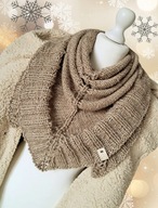 PRZEPIĘKNA LUKSUSOWA CIEPLUTKA WEŁNIANO/ANGOROWA MIĘKKA CHUSTA_CAPPUCCINO