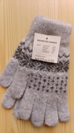Rękawiczki damskie wełniane szare siwe wzór uniwersalne