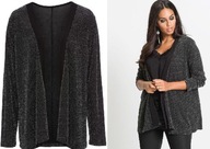 15196 ELEGANCKA NARZUTKA, WDZIANKO CZARNO - SREBRNE WIECZOROWE 40/42