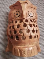 INDIE RZEŹBA DREWNO EGZOTYCZNE SOWA