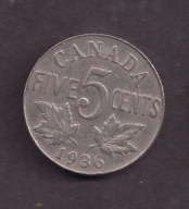 Kanada - 5 Cents 1936 rok