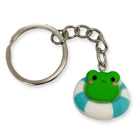 Brelok Zielona ŻABKA w Kole Ratunkowym ŻABY Zawieszka Prezent DO KLUCZY