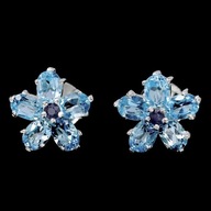 SREBRNE KOLCZYKI - NATURALNE SZAFIRY I TOPAZY