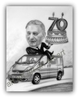 Karykatura portret ze zdjęcia dla kierowcy na urodziny wykonany ręcznie