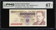 1000000 zł z 1993 roku Seria M Stan banknowy - Grading PMG 67 EPQ