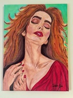 Obraz akrylowy ręcznie malowany 40x30 Portret kobiety Emocjonalny Unikat