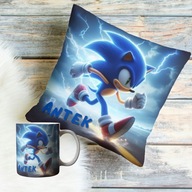Poduszka Sonic 40/40cm z imieniem kubek 330 ml z imieniem na prezent