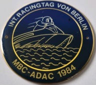PLAKIETA MBC-ADAC MIĘDZYNARODOWE ZAWODY MOTOROWODNE BERLIN 1984 - NIEMCY