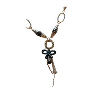 Naszyjnik z PRL. Metal i czarny plastik vintage