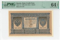 Rosja, 1 rubel 1898 podpisy Shipov / Protopopov!! (1915) PMG 64 EPQ