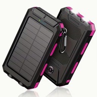 POWER BANK SOLARNY 8000MAH LED USB NA KEMPING RÓŻOWY