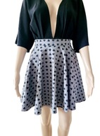 Vera Perla Szara Rozkloszowana Mini Spódniczka z Sercami – Rozmiar 36 / S