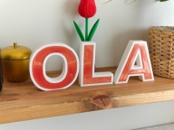 OLA - napis, IMIE 3D, litery z żywicą perłową, prezent, dekoracja