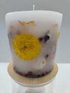 Jesienna świeca bardzo duża suszone kwiaty Handmade Na prezent