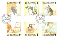 Alderney Wlk.Brytania 1996 FDC +INFO 6zn. fauna, koty domowe