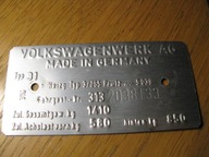 Volkswagen stara tabliczka znamionowa Garbus ?