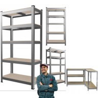REGAŁ MAGAZYNOWY METALOWY GARAŻOWY DO PIWNICY SPIŻARNI 150 X 70 X 30 CM