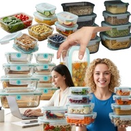 8X SZKLANE POJEMNIKI NA ŻYWNOŚĆ LUNCHBOX DO PRZECHOWYWANIA JEDZENIA