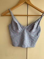 34 XS 36 S crop top gorset niebieski kwiatki 75B