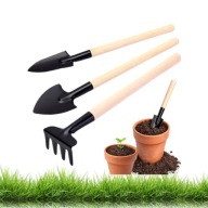 MINI ZESTAW NARZĘDZI OGRODOWYCH 3 SZT – GRABKI, ŁOPATKA I SZPADEL