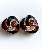 Vintage duże klipsy złote emalia 80s