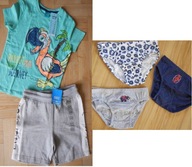 Tshirt krótkie spodenki majtki slipy 5 sztuk 122