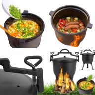 KOCIOŁEK ŻELIWNY 10L WĘGIERSKI MYŚLIWSKI NA OGNISKO GRILL DO OGRODU STOJĄCY