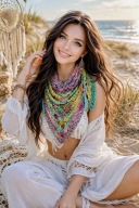 PIĘKNA LETNIA DELIKATNA AŻUROWA LNIANA SZYDEŁKOWA CHUSTA, CUDOWNY STYL BOHO