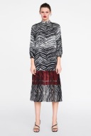 Z A R A sukienka maxi długa falbanki panterka zebra zwierzęcy plisowana y2k