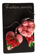 KOLCZYKI Z MODELINY RÓŻOWE SERCA NA WALENTYNKI