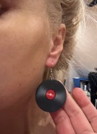 Kolczyki czarne koła płyta gramofonowa