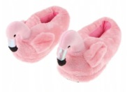KAPCIE PLUSZOWE DAMSKIE RÓŻOWE FLAMINGI CIEPŁE PREZENT R UNIWERSALNY 37-43