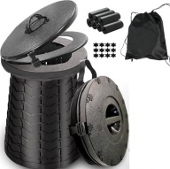 Przenośna Toaleta Stołek Regulacja Wysokości 880 kg, Pojemnik ZESTAW