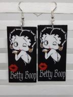 Kolczyki Betty Boop całus usta decoupage grafika pin up Handmade