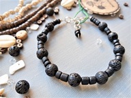ROCK bransoletka czarna lawa wulkaniczna kokosowe drewno BlackberriesArts