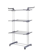 SUSZARKA NA PRANIE XXL STOJĄCA SKŁADANA WYTRZYMAŁA NA KÓŁKACH MOCNA CZARNA