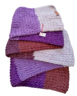 Gruby, mięsisty, fioletowy szalik w pasy, wegański, handmade, unikat